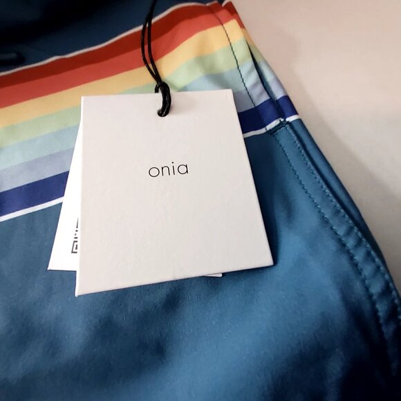 Onia Mens Rainbow Stripe Swim Shorts Size S Quick-Dry Dual-Layer Design With Tag - Picture 7 of 12